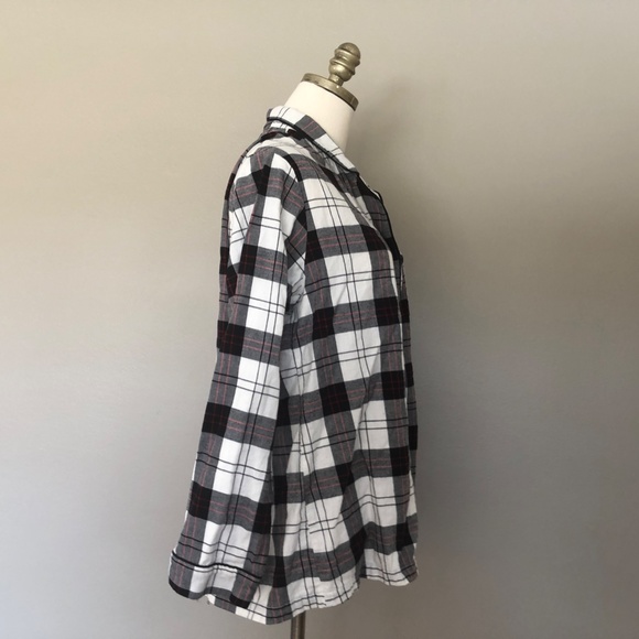 Large Women's Sleep Shirt White Black Red Plaid Long Sleeve Wondershop at Target - Picture 7 of 8